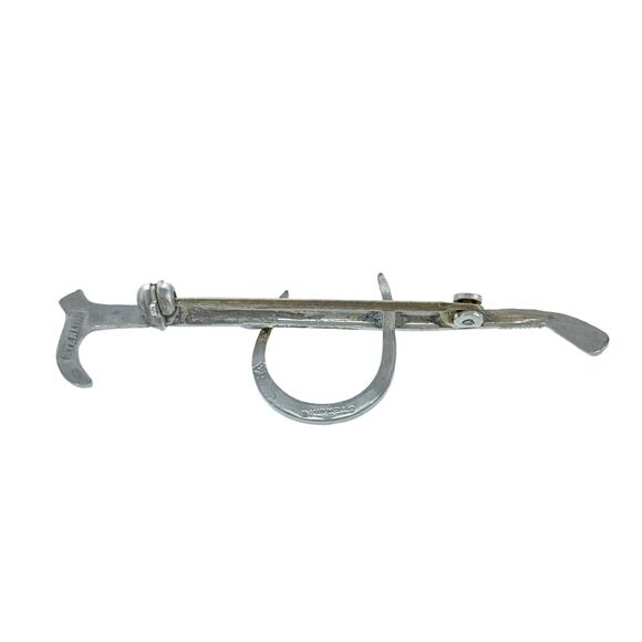 Vintage Sterling Silver 925 Riding Crop Cane Horseshoe Pin Brooch - Picture 2 of 8
